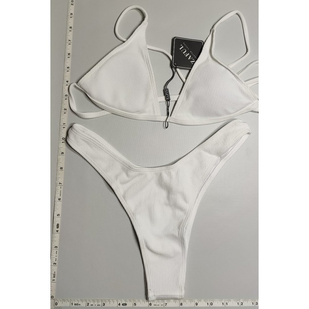 NWT ZAFUL Medium Triangle White bikini set